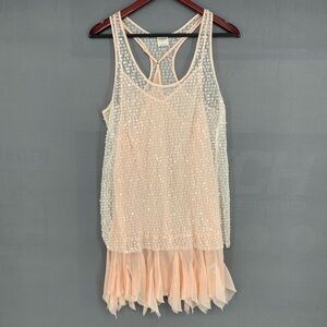 Intimately Free People Sheer Sequined Overlay Dress – Blush Pink, Women’s Medium